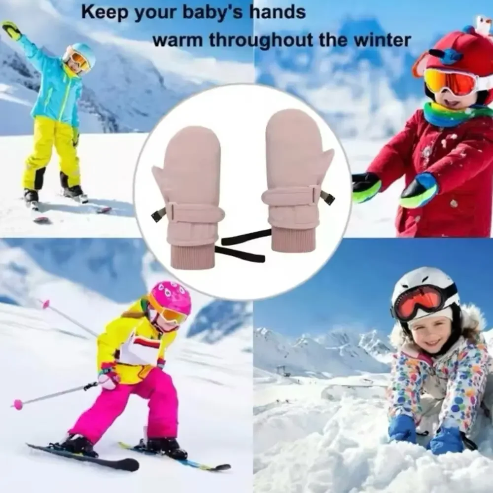New baby WARM snow mittens, tan 6 months - 2 years